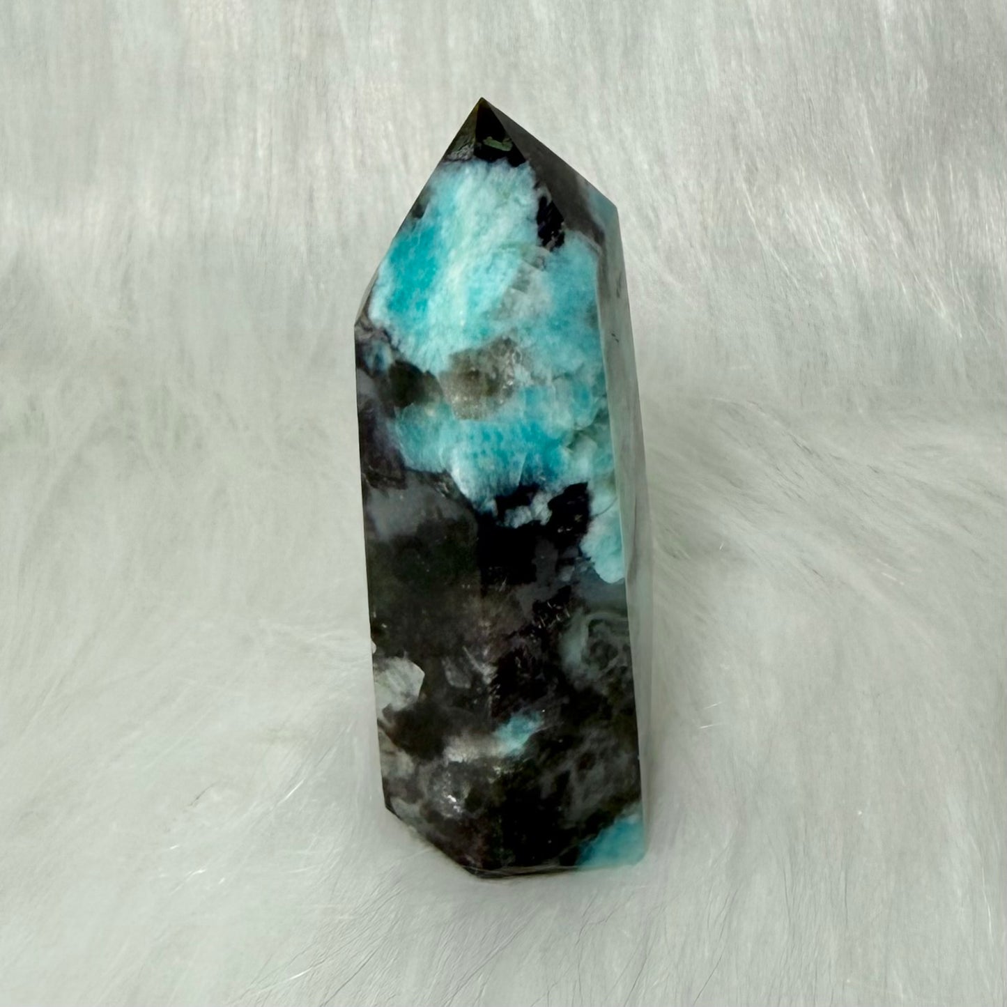 Amazonite Tower with Smoky Quartz/Biotite Inclusions AMT3