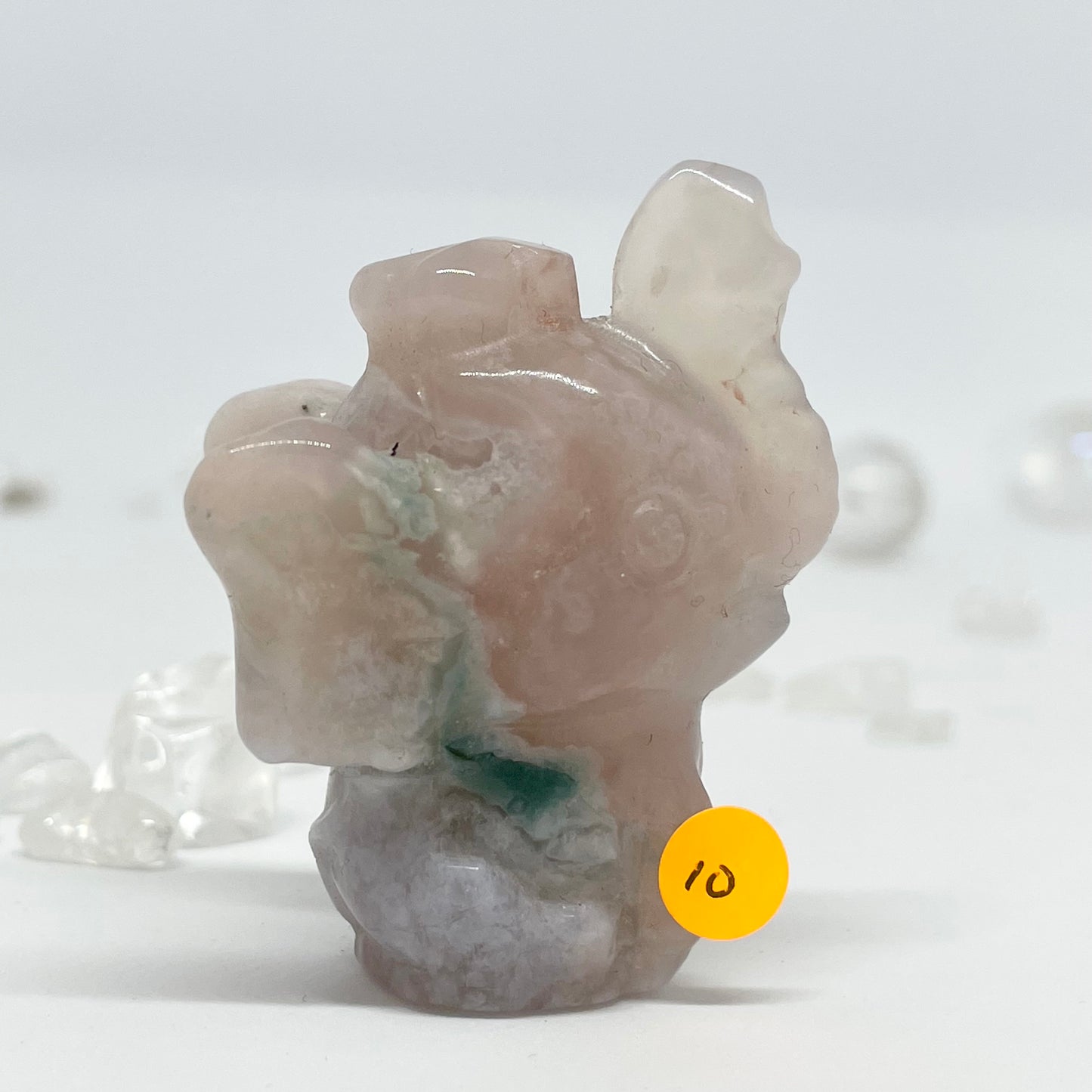 Flower Agate Elephant Carving