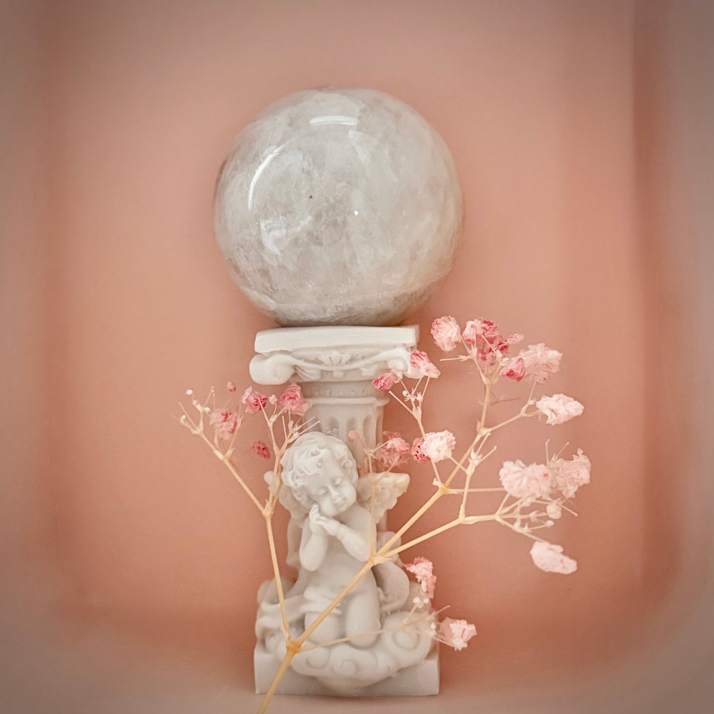 White Moonstone Sphere with Blue Flash WMSS1