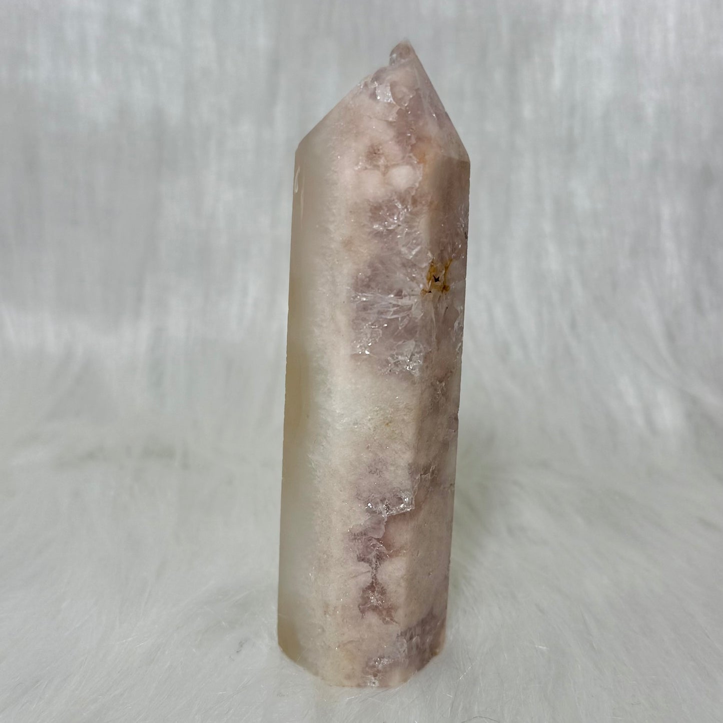 Amethyst Flower Agate Tower with Druzy Pockets PFA2
