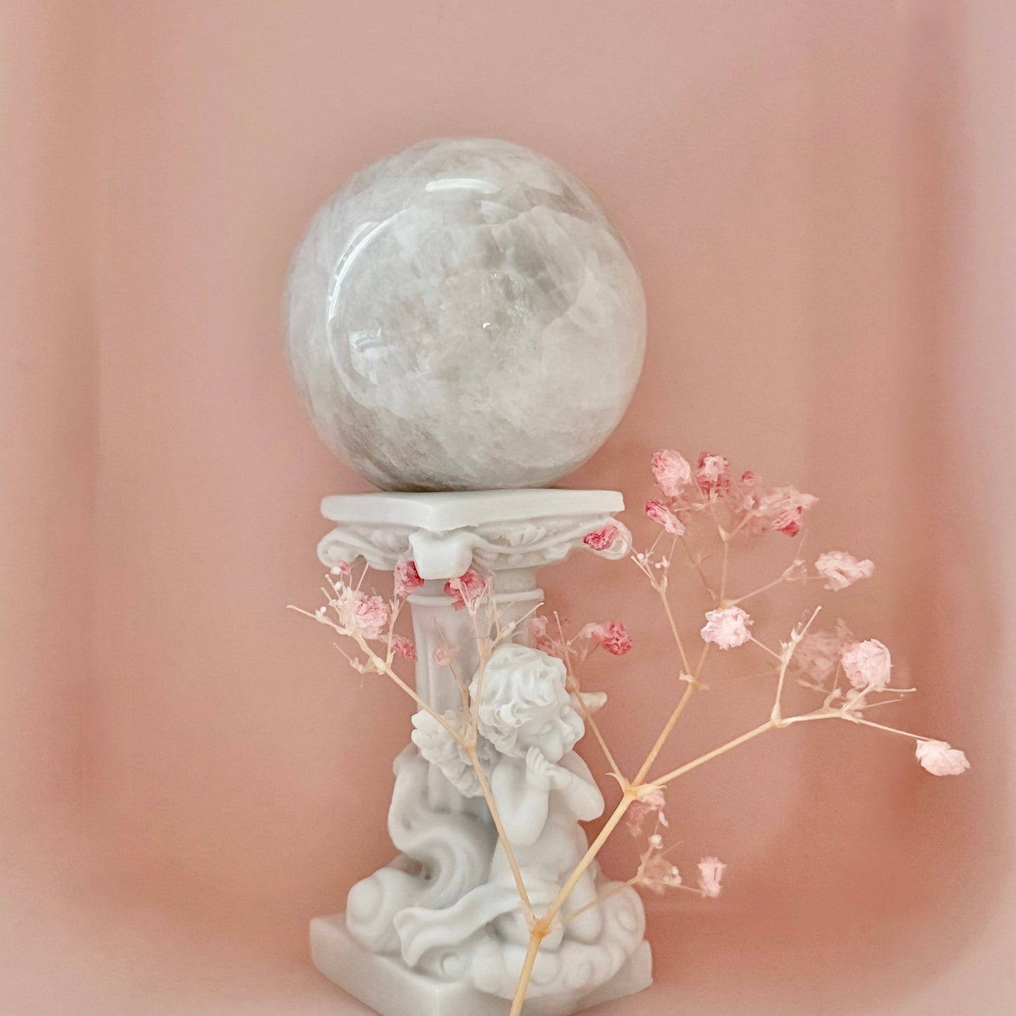 White Moonstone Sphere with Blue Flash WMSS1