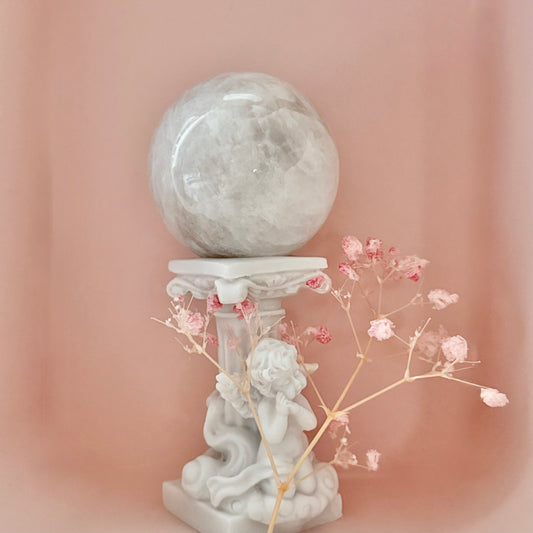 White Moonstone Sphere with Blue Flash WMSS1