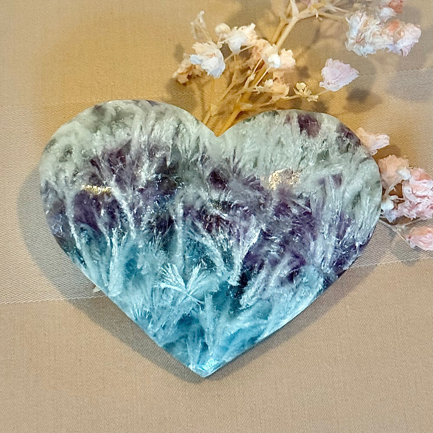 Feather Fluorite Heart FFH1