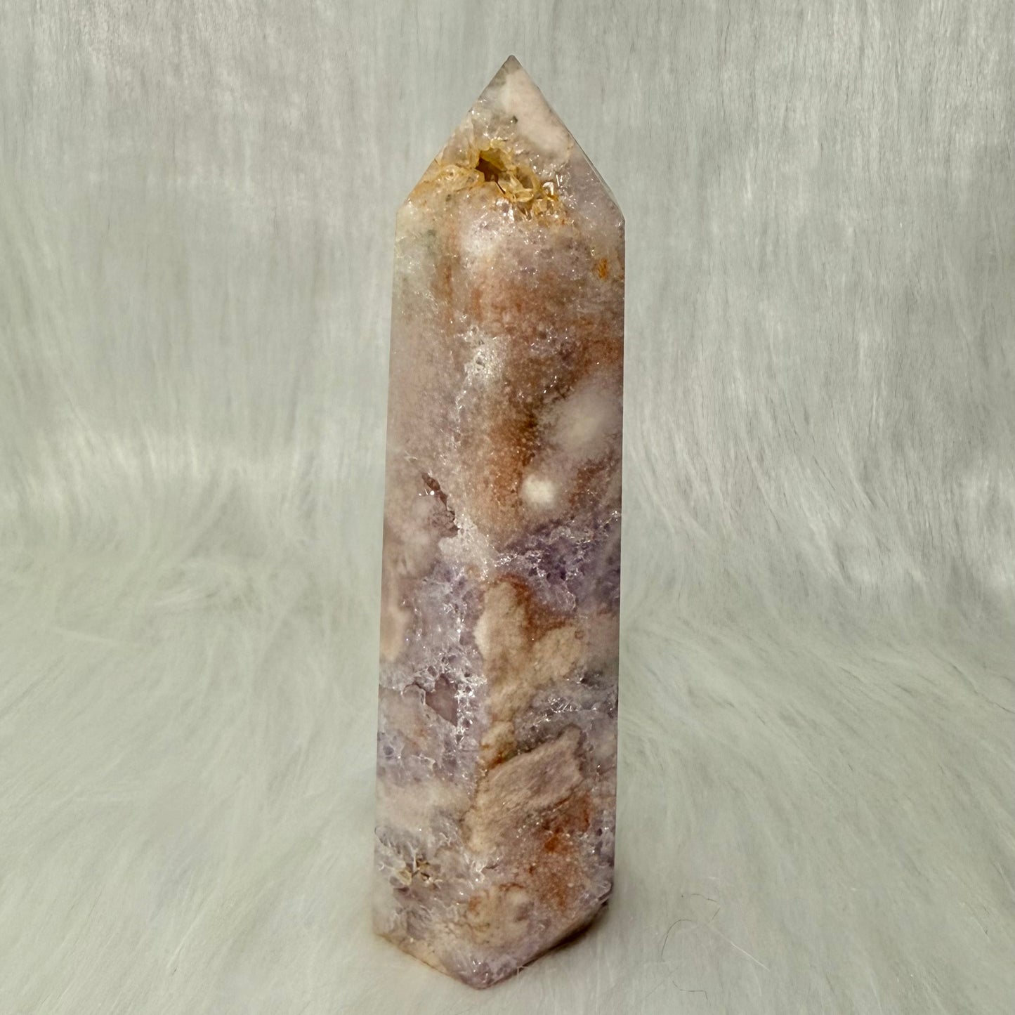 Amethyst Flower Agate Tower with Druzy Pockets PFA1