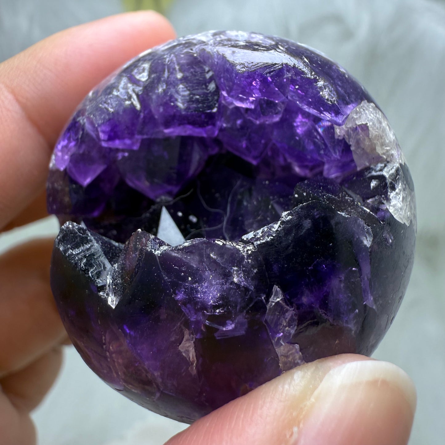 Uruguay Deep Purple Amethyst Geode Sphere AG1