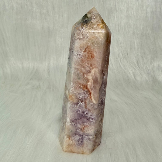 Amethyst Flower Agate Tower with Druzy Pockets PFA1