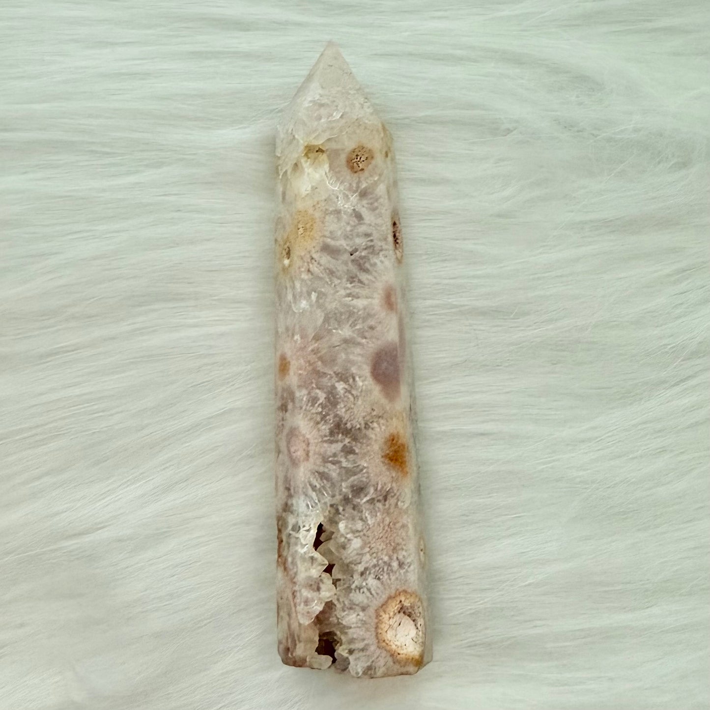 Flower Agate Tower with Druzy Pockets PFA4