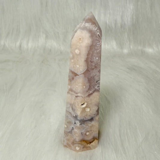 Amethyst Flower Agate Tower with Druzy Pocket PFA8