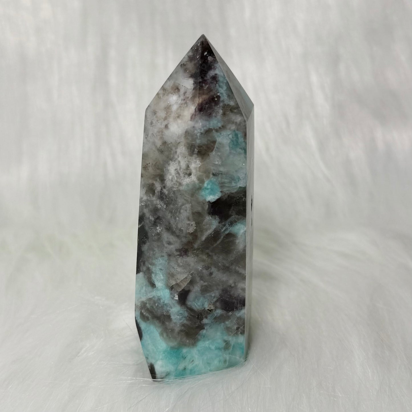 Amazonite Tower with Smoky Quartz/Biotite Inclusions AMT2