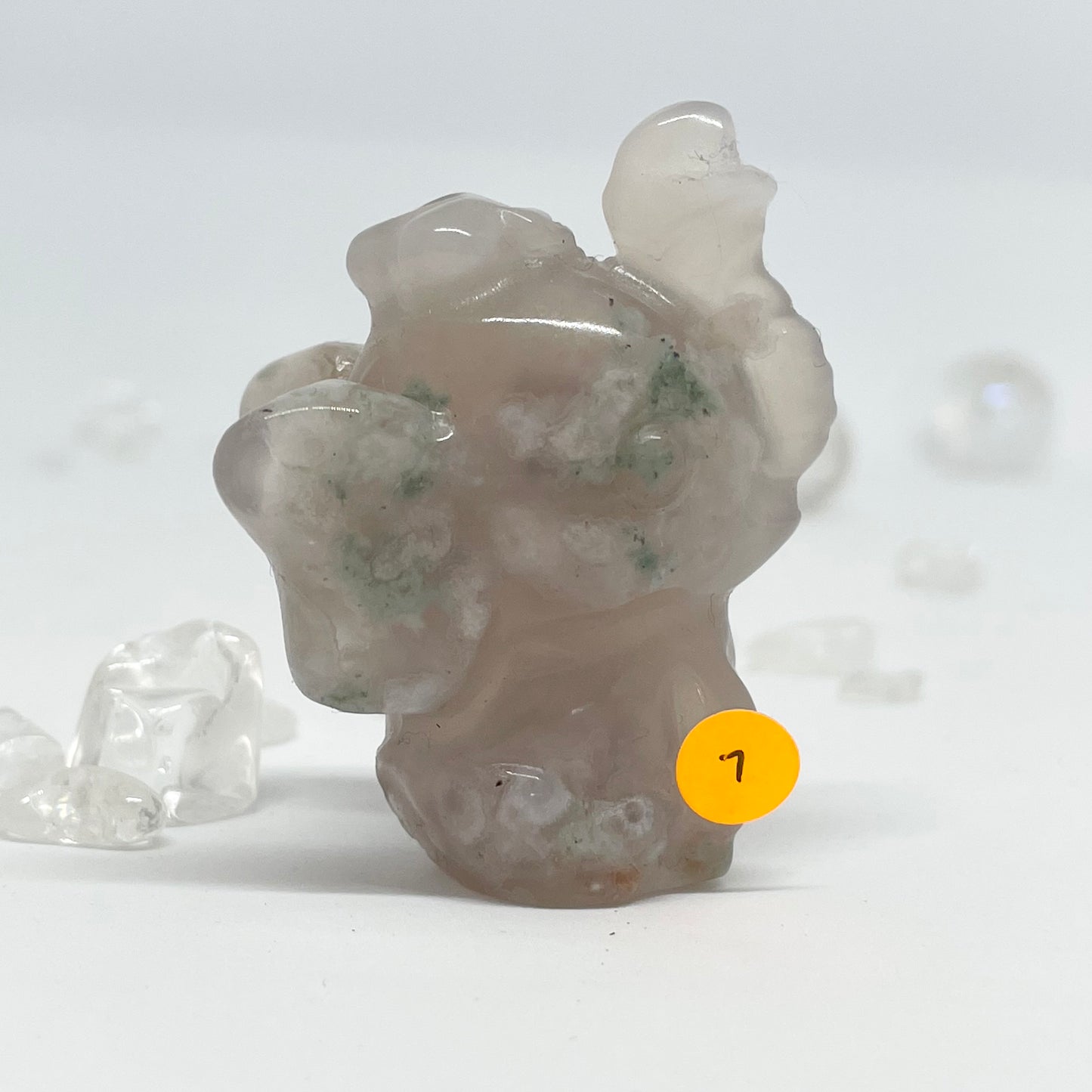 Flower Agate Elephant Carving