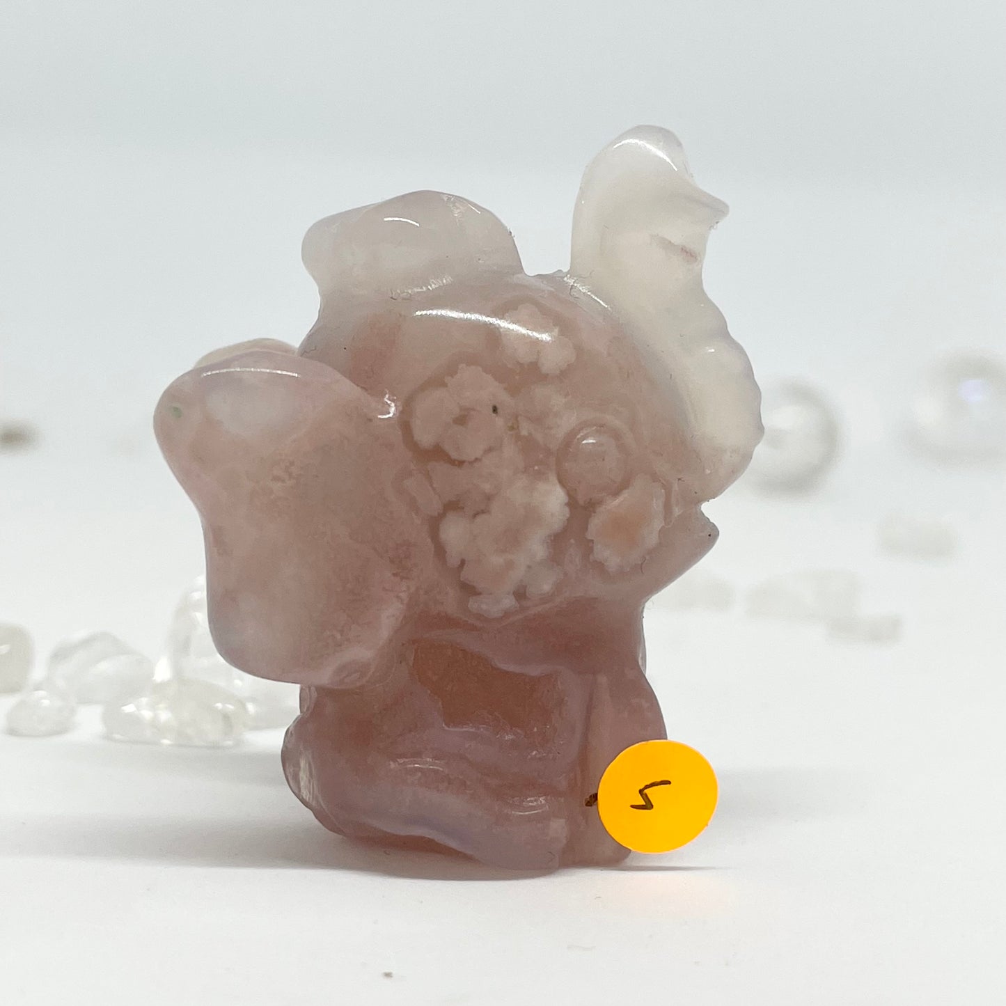 Flower Agate Elephant Carving