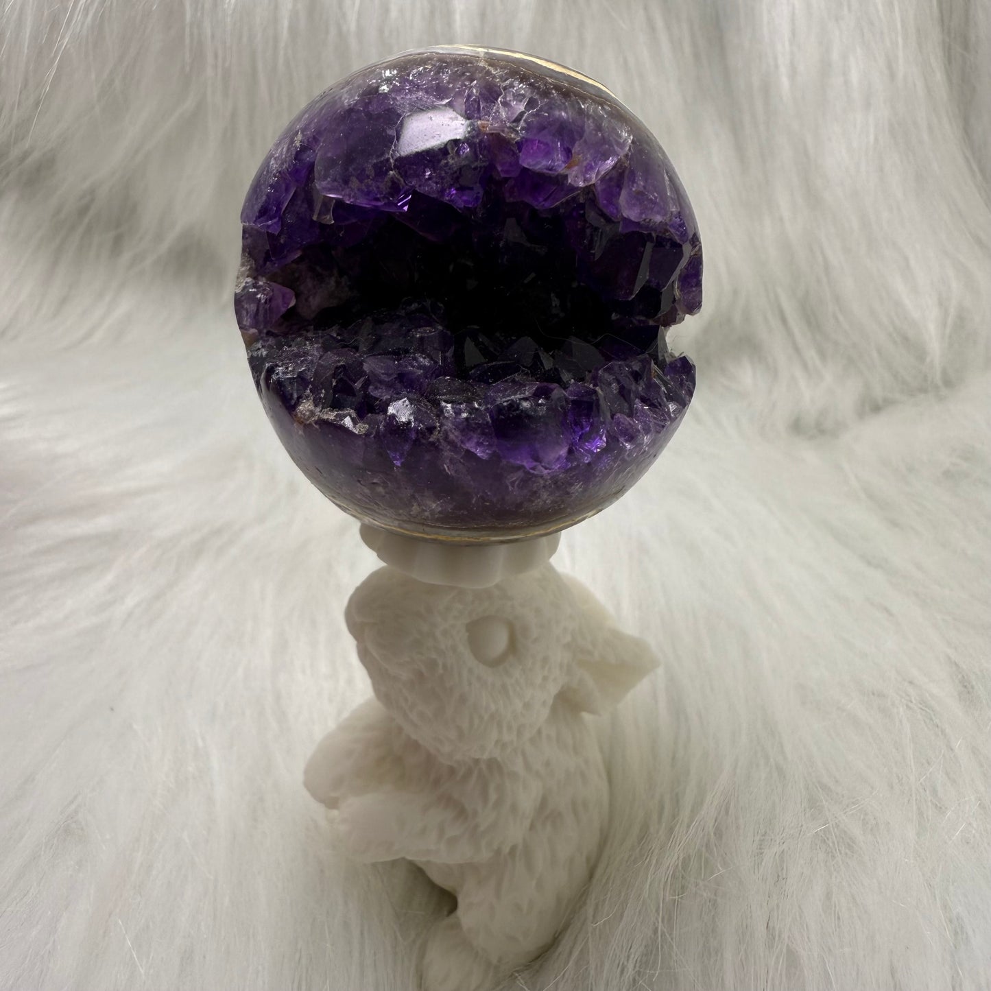 Uruguay Deep Purple Amethyst Geode Sphere AG4
