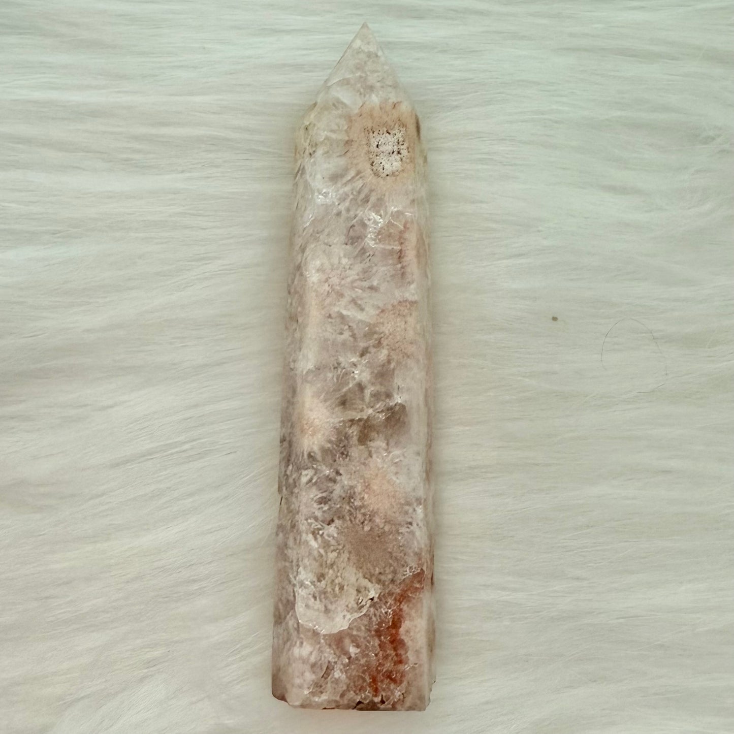 Flower Agate Tower with Druzy Pockets PFA4