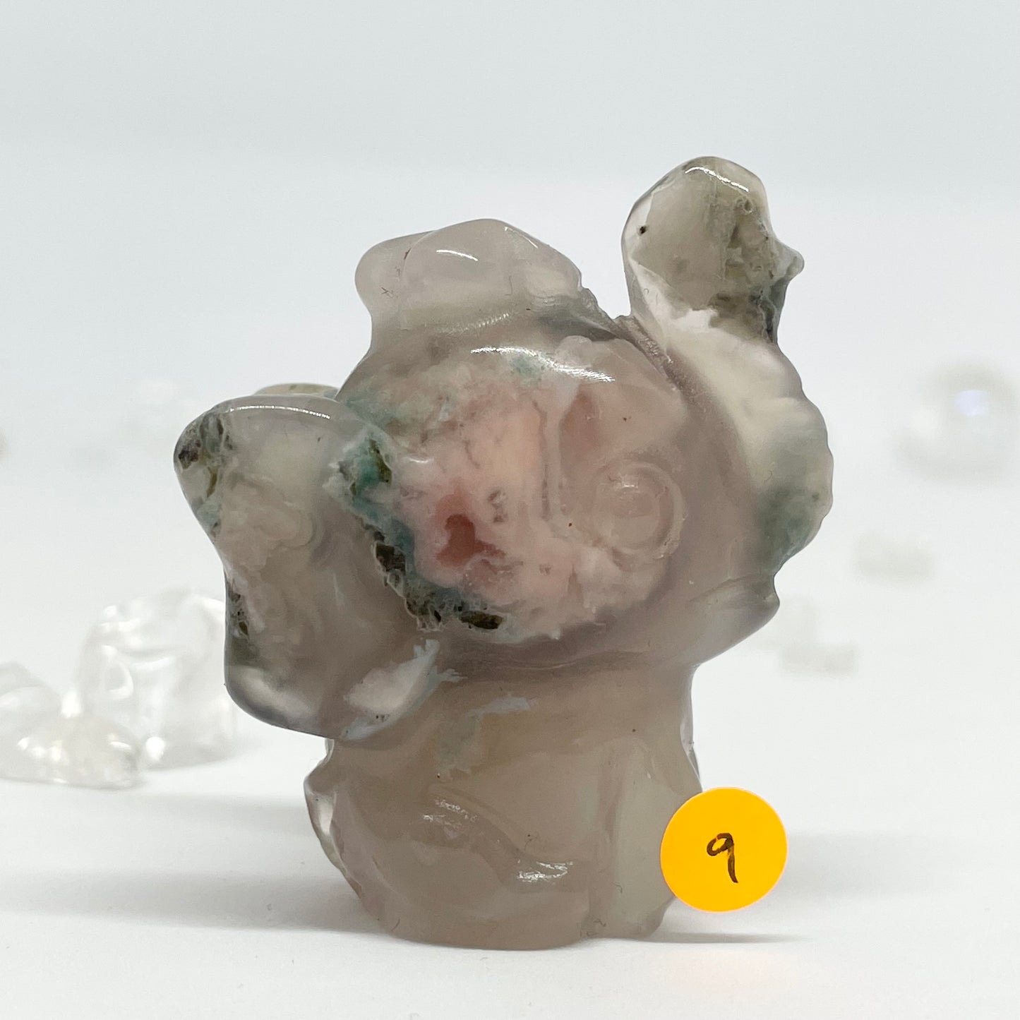 Flower Agate Elephant Carving