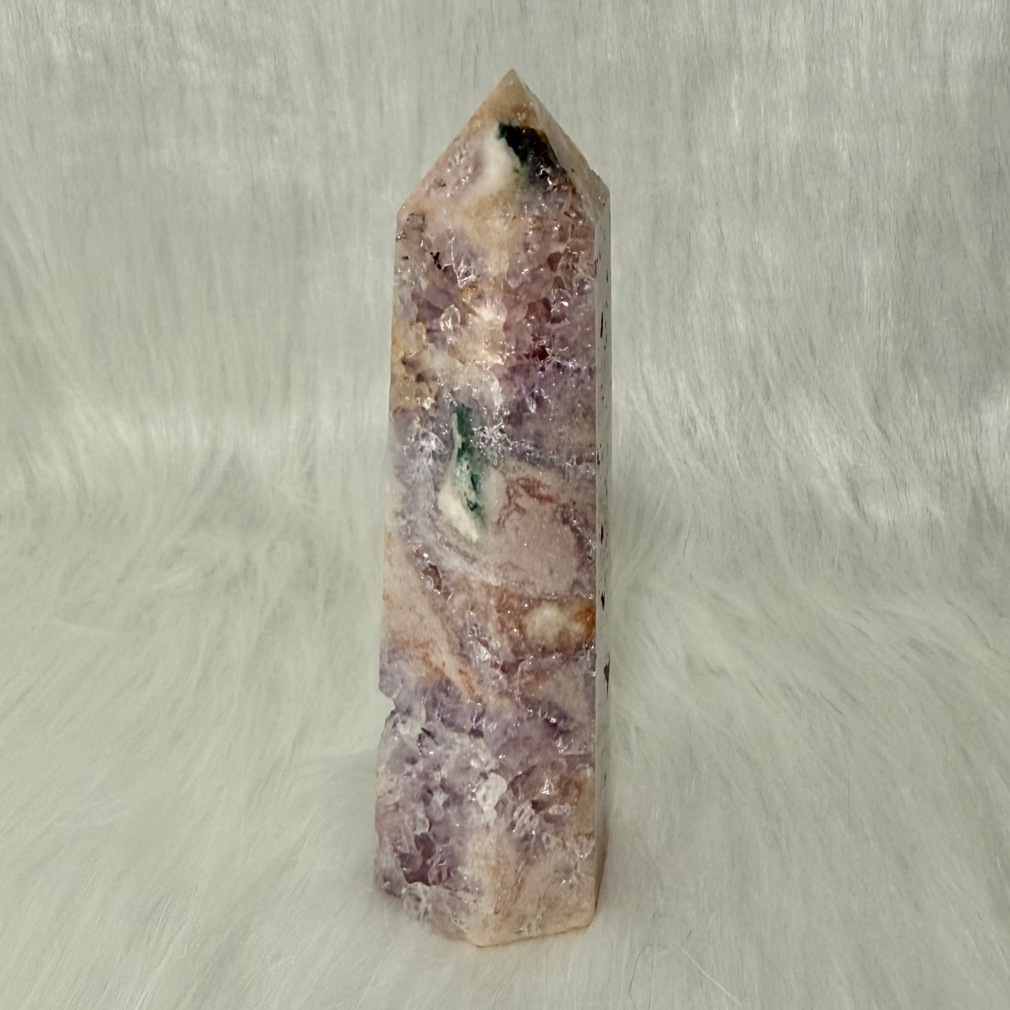 Amethyst Flower Agate Tower with Druzy Pockets PFA1