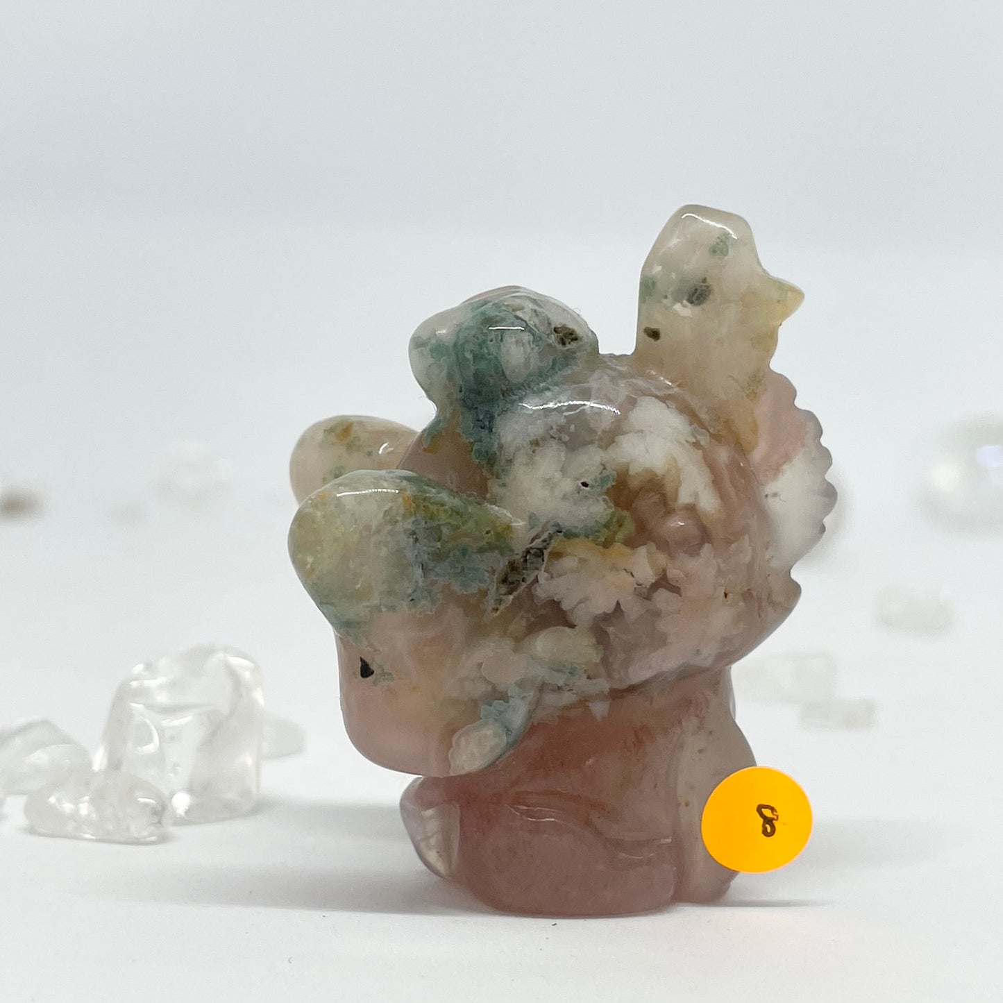 Flower Agate Elephant Carving