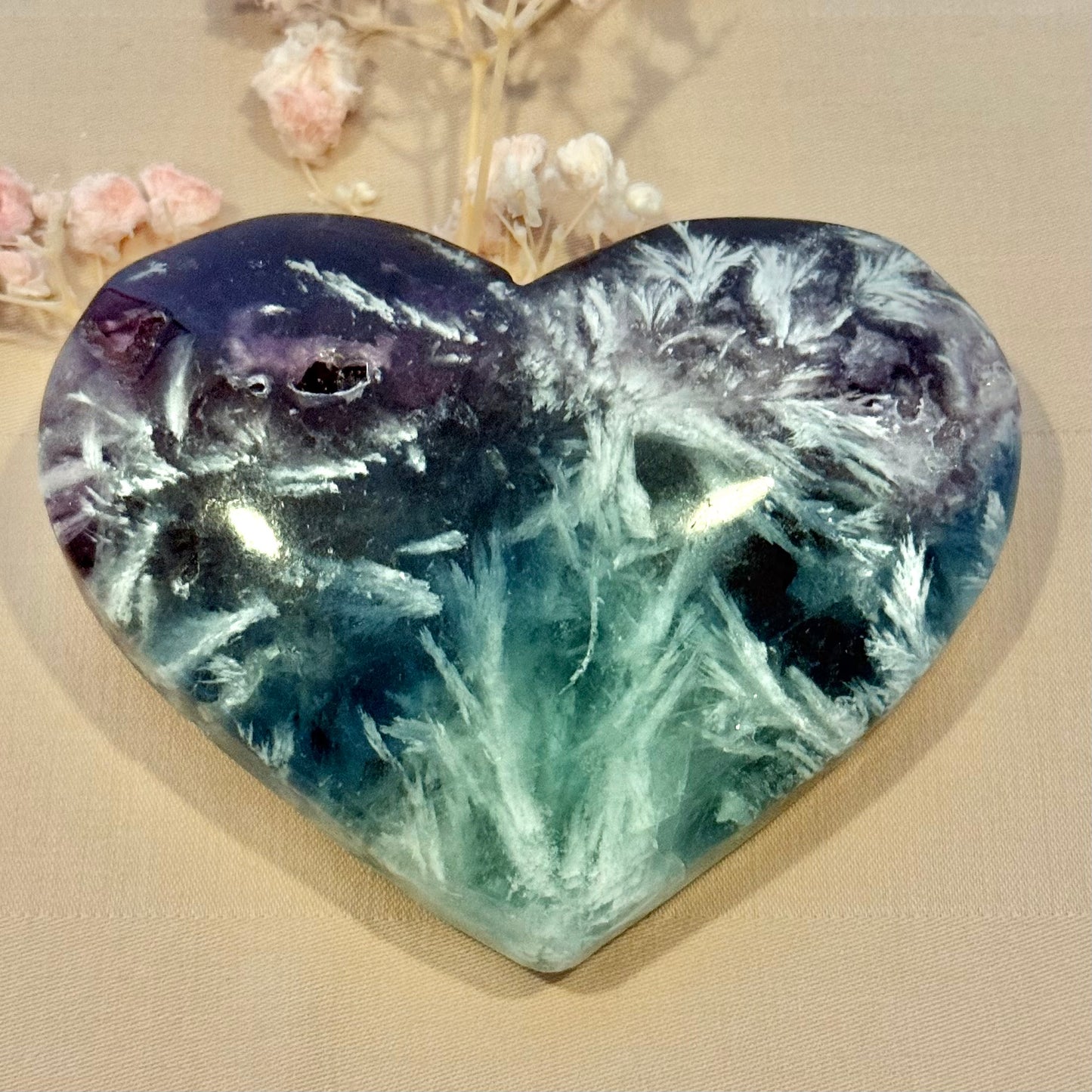Feather Fluorite Heart FFH2