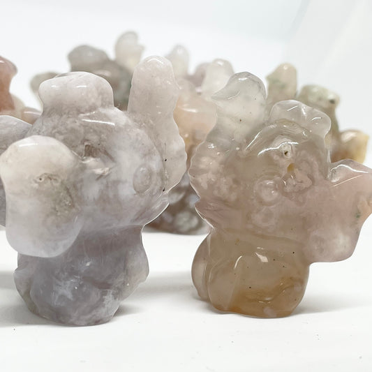 Flower Agate Elephant Carving
