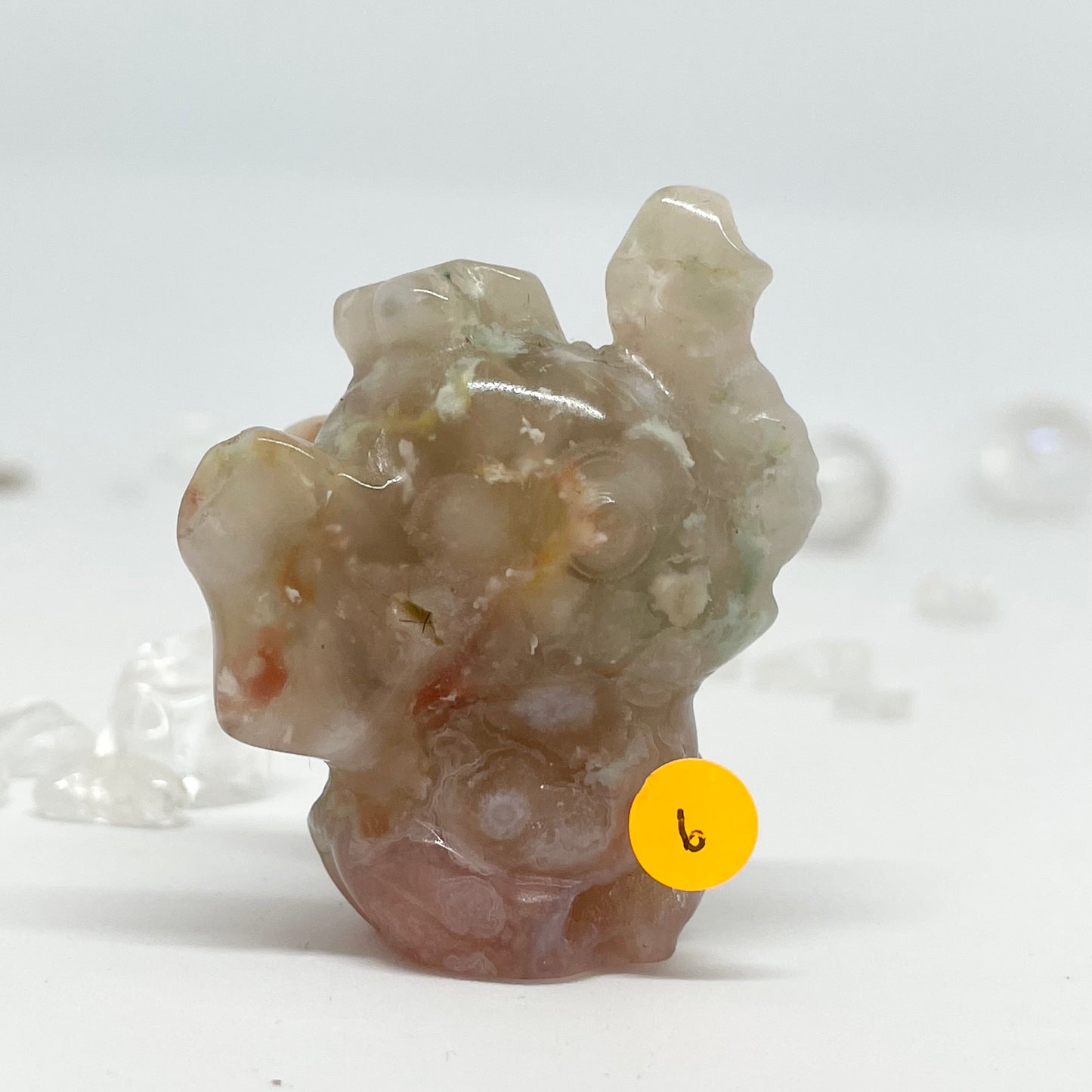 Flower Agate Elephant Carving
