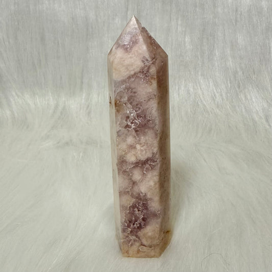 Amethyst Flower Agate Tower with Druzy Pockets PFA2