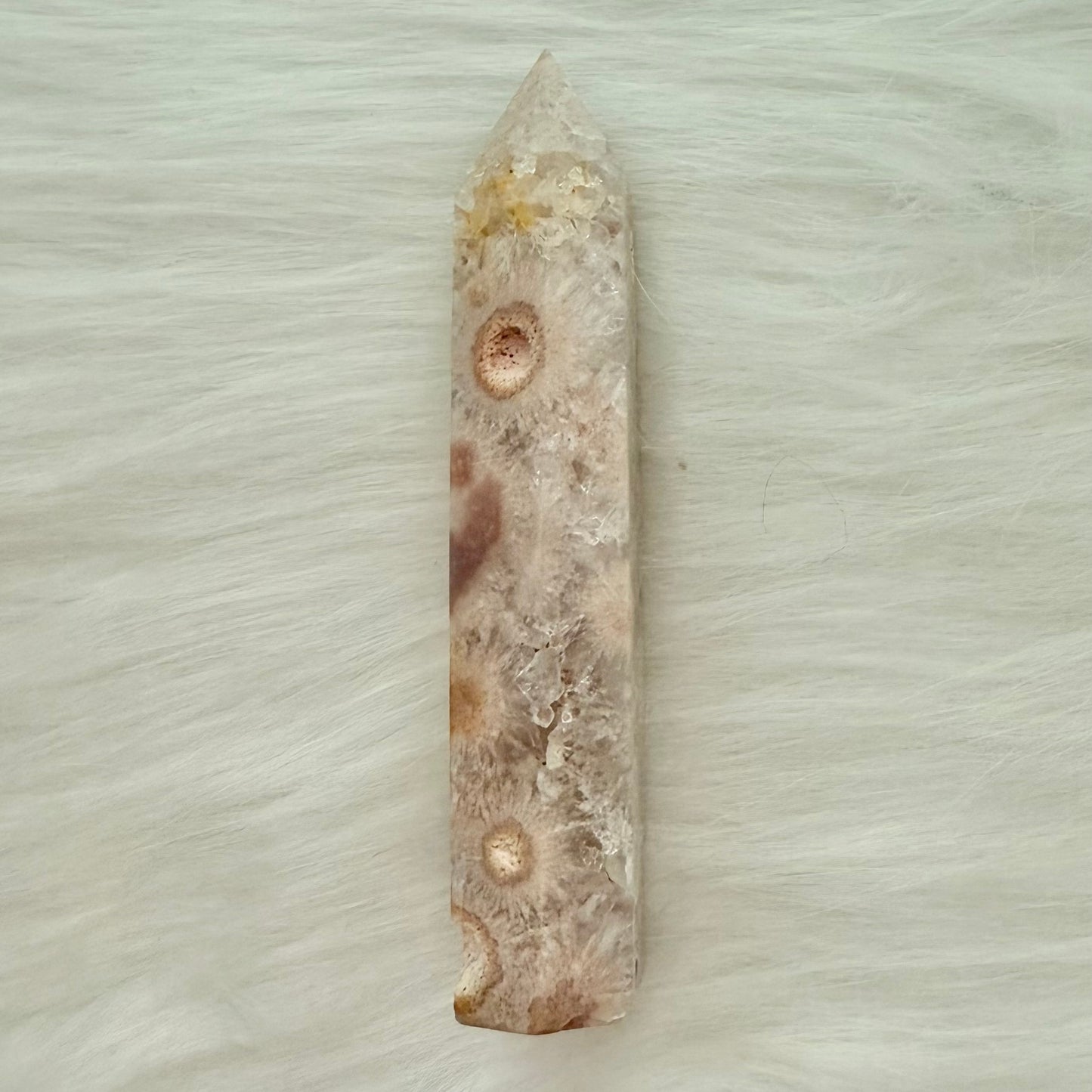 Flower Agate Tower with Druzy Pockets PFA4